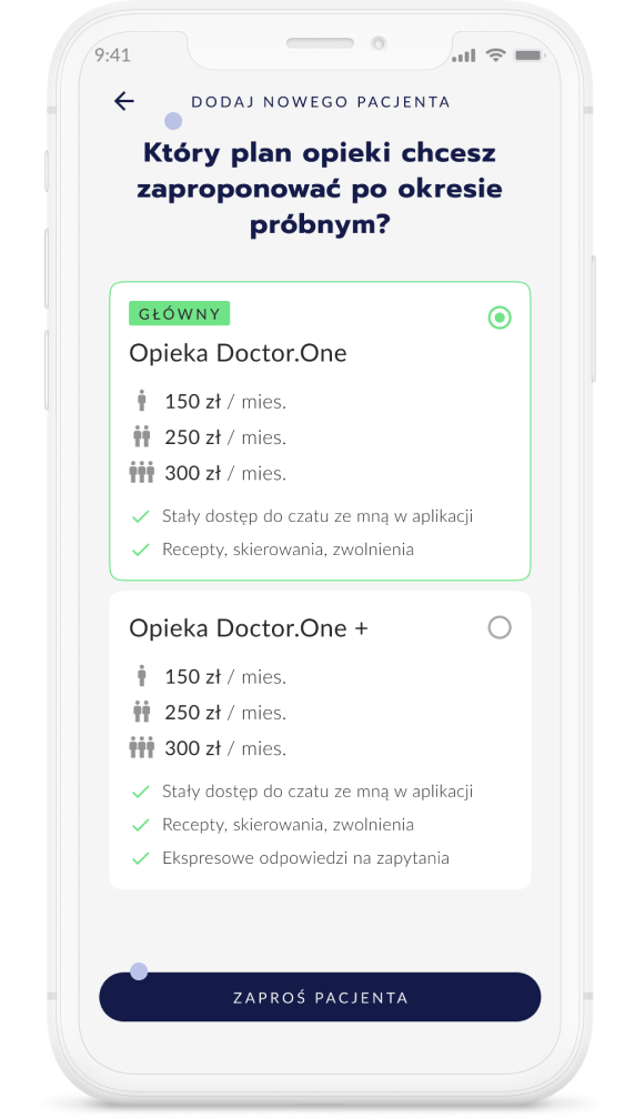 Old screen with an 'Invite patient' button
