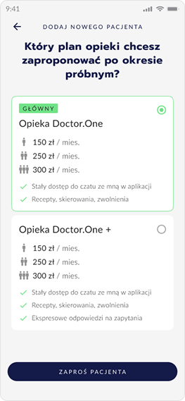 Old flow — an 'Invite patient' screen